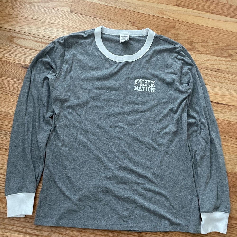 PINK Victoria Secret gray long sleeve shirt
